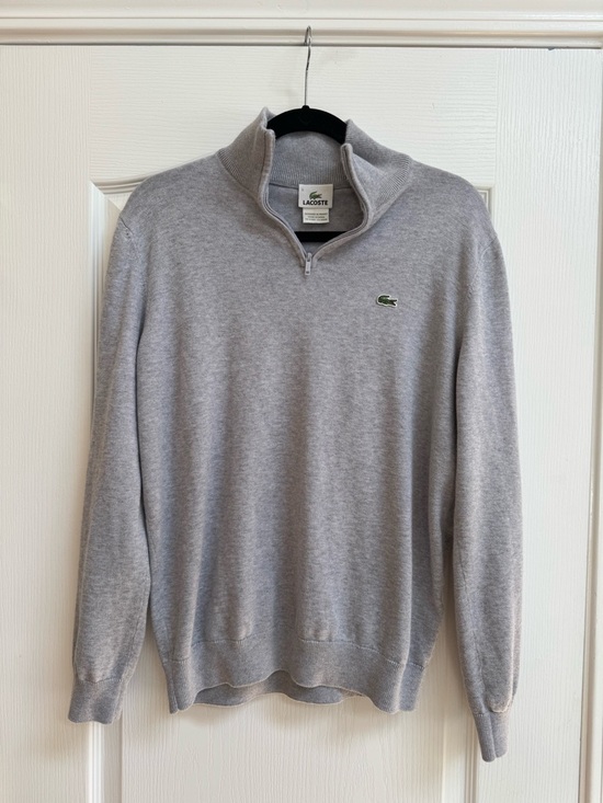 Lacoste Other - Lacoste Men's Heather Gray Half-Zip Sweater with Green Crocodile